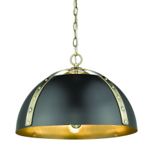Golden 6928-3P AB-BLK - Golden Lighting Aldrich 3-light Pendant in Aged Brass